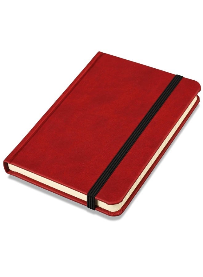 FIS® Hard Cover Notebook, Italian PU Materials, A6 Size(105x148mm),240 Pages, Single Line Ruling,Round Corners with Elastic Band Closure,70gsm Italian Ivory Paper,1 Piece,Maroon Cover Color-FSNBSL1604 - Image 1